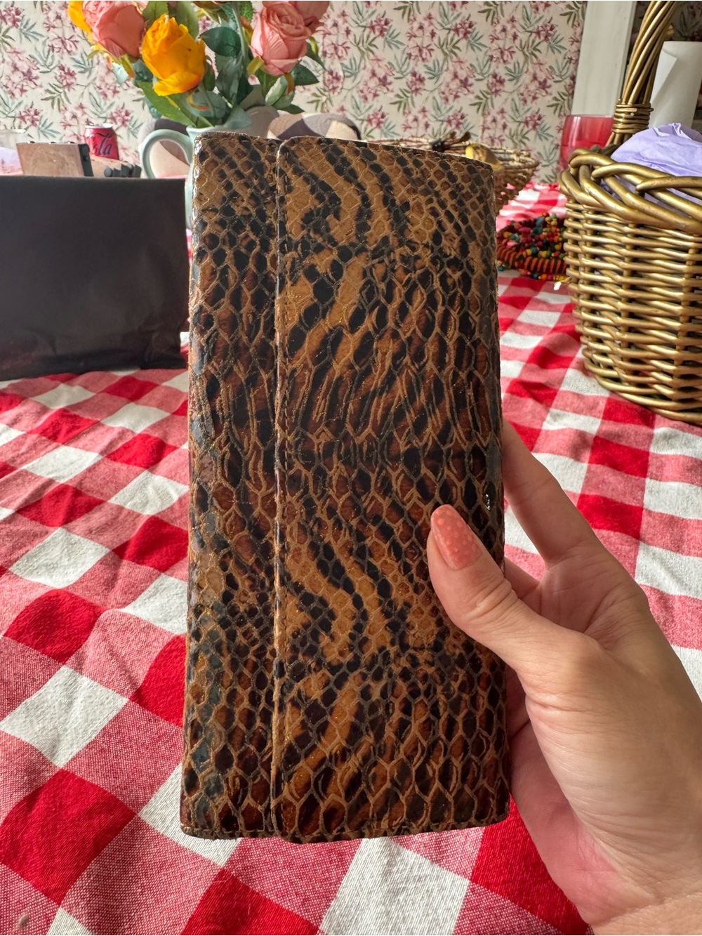 HOBO Brown and Black Snakeskin-Patterned Zip Wallet - Picture 2 of 8